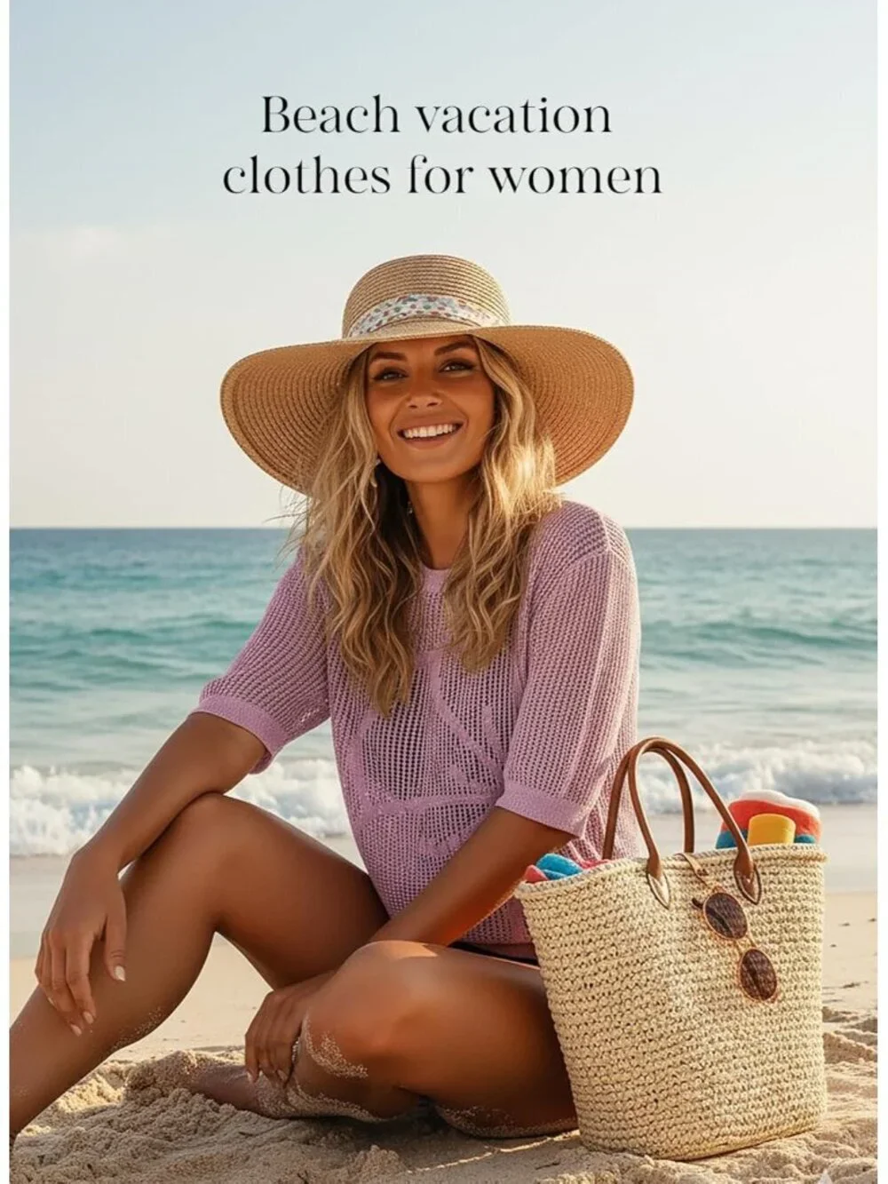 Women Pink Summer Short Hollow Out Floral Sweaters Beach Vacation Cruise Tops